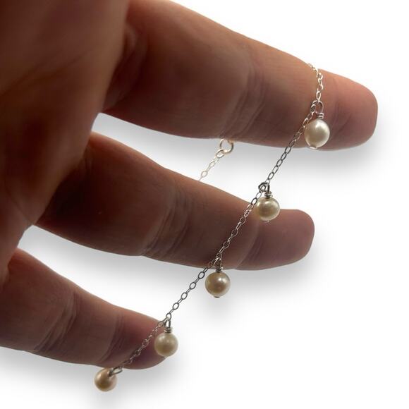 NWT Macy's Cultured Freshwater Pearl Dangle Drop Silver Bracelet NEW - Picture 6 of 12